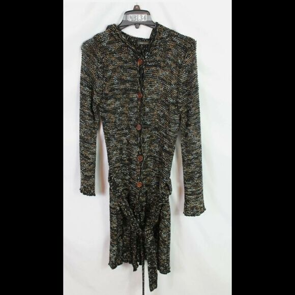 BCBG Maxazria Knit Long Cardigan Belt Hood x-sMALL - Picture 1 of 7